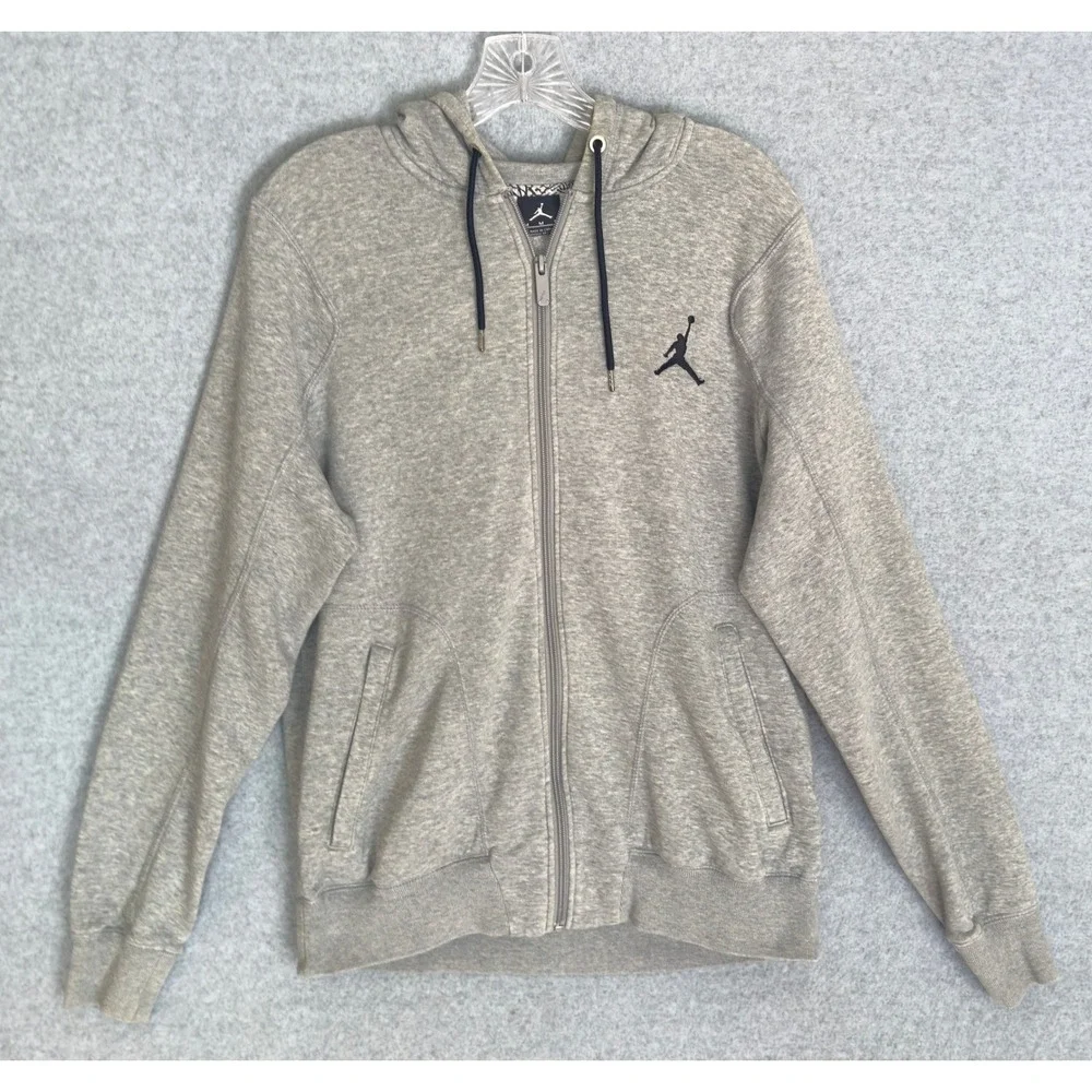 Nike Jordan Full Zip Jumpman Hoodie Mens Medium Gray Embroidered Logo Print